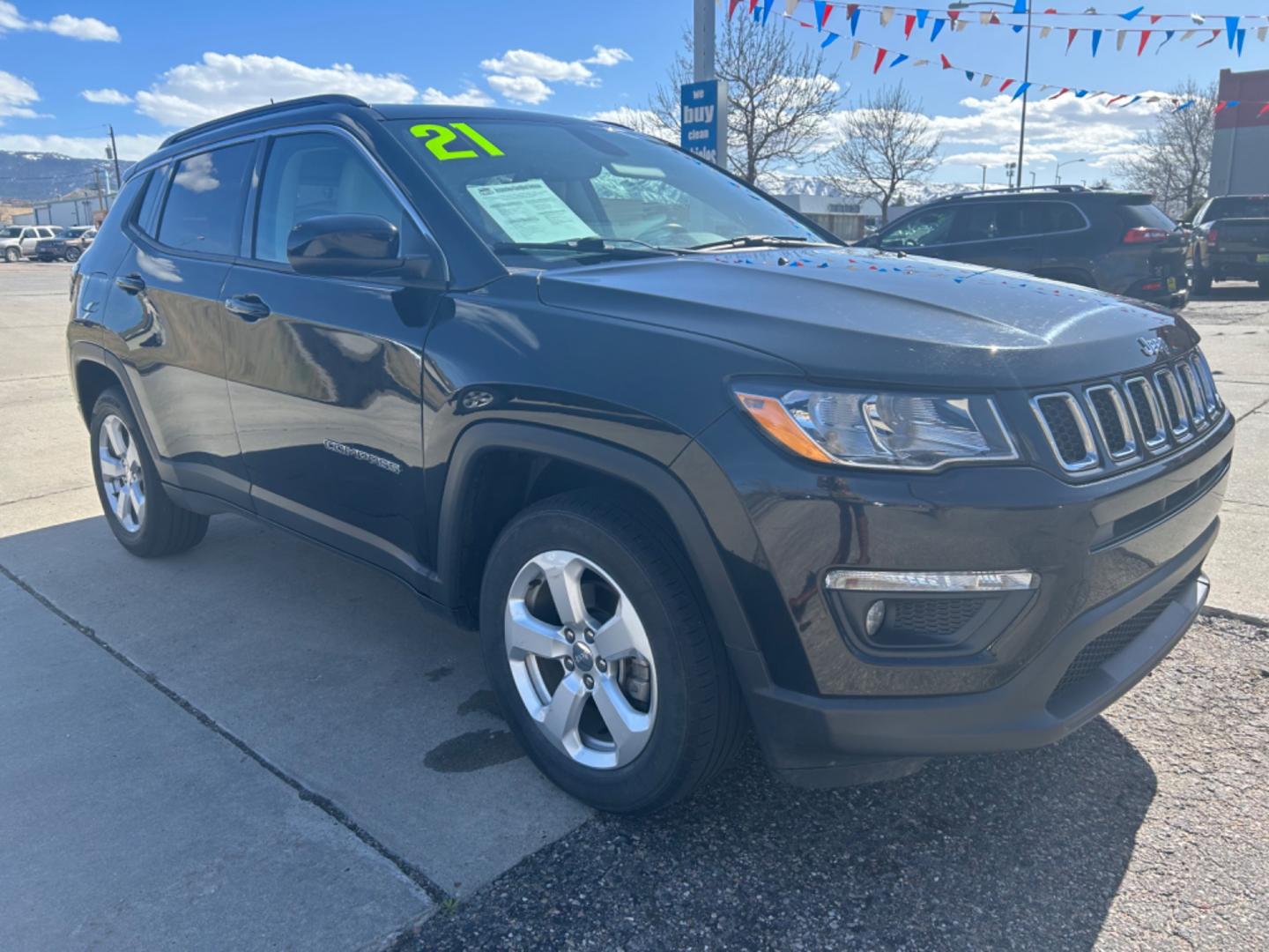 2021 Black /Black/Gray Jeep Compass Latitude (3C4NJDBB3MT) with an 2.4L engine, Automatic transmission, located at 3030 CY Ave, Casper, WY, 82604, (307) 265-3830, 42.827816, -106.357483 - Photo#3